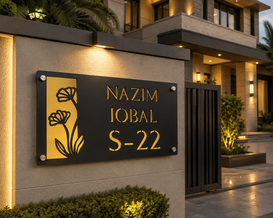 Modern Floral Outdoor House Number Plate