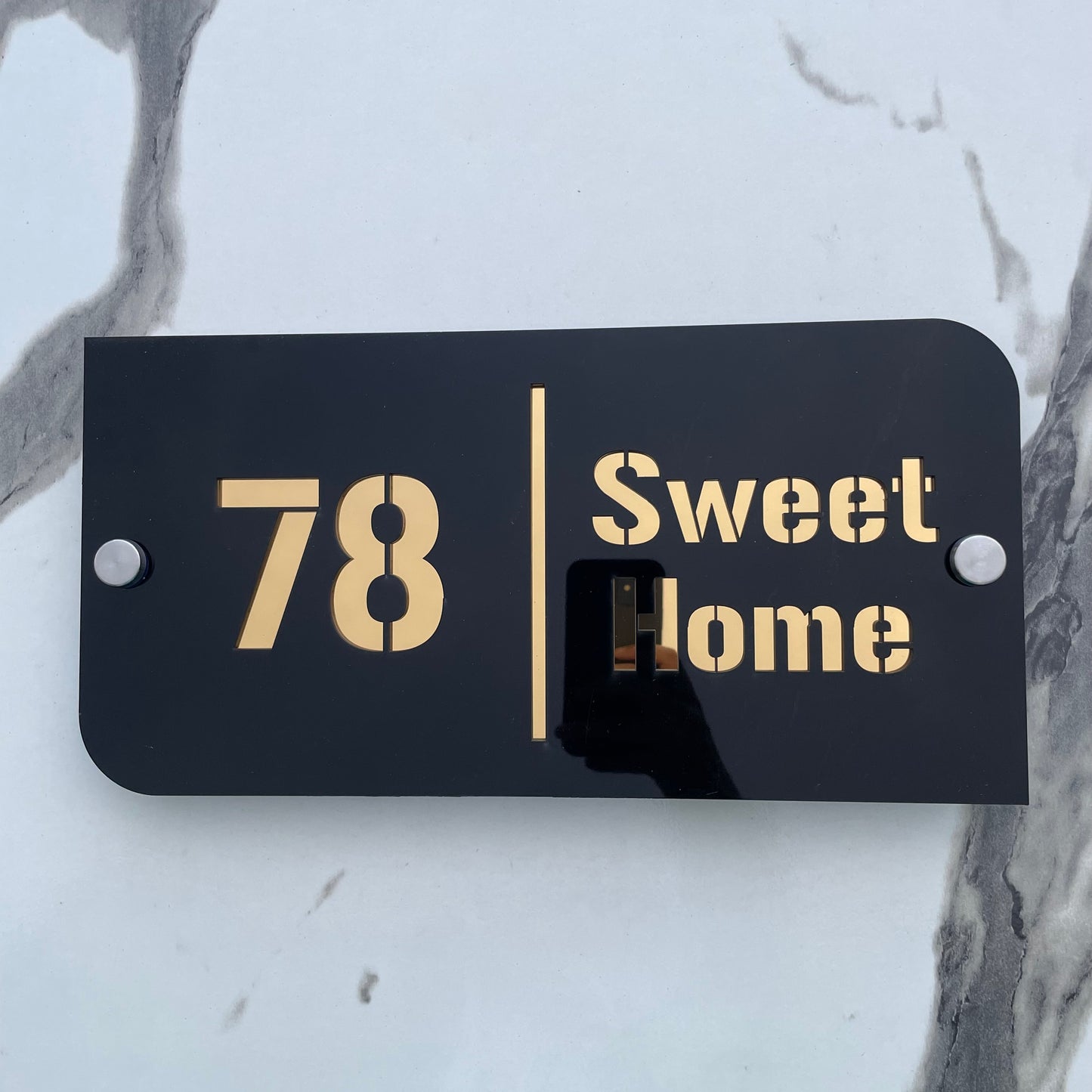 Customize Outdoor House Numbers Plate  ( Black with Golden )