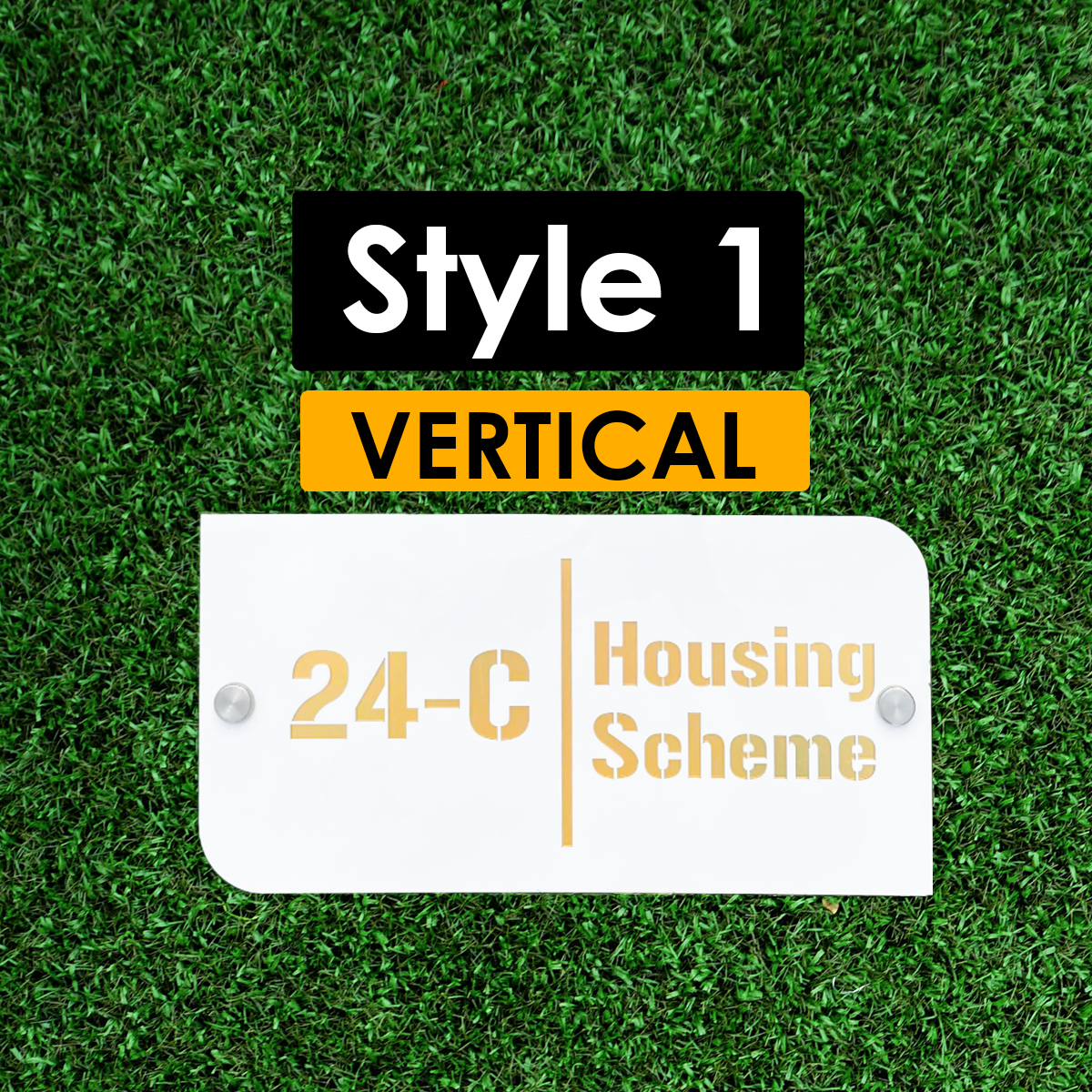 Customize Outdoor House Numbers Plate ( White with Golden )