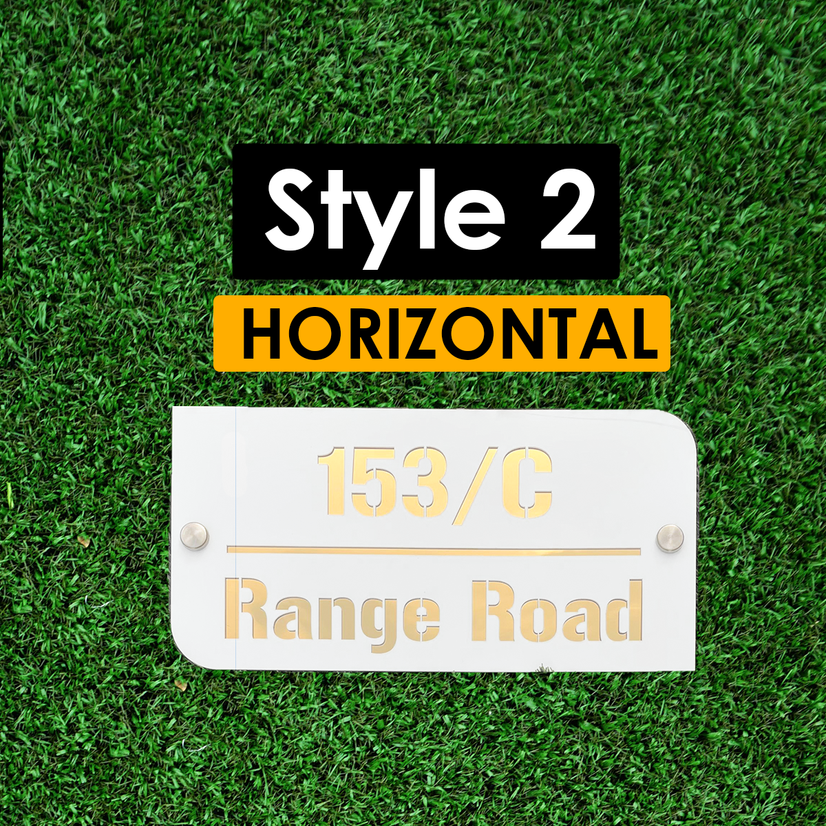 Customize Outdoor House Numbers Plate ( White with Golden )