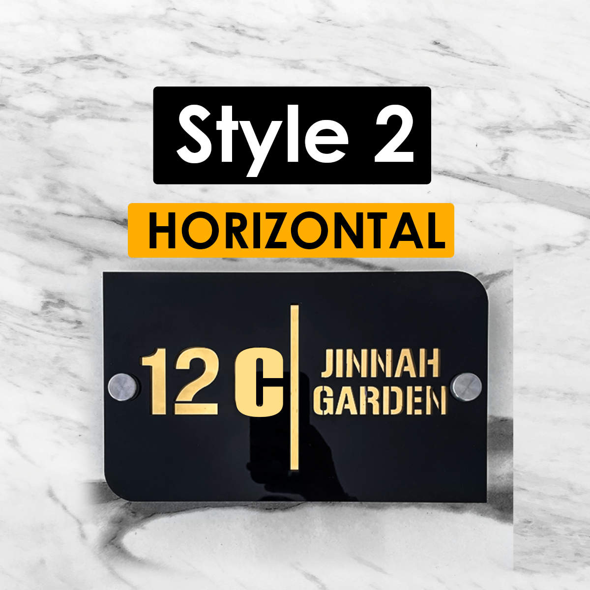 Customize Outdoor House Numbers Plate  ( Black with Golden )