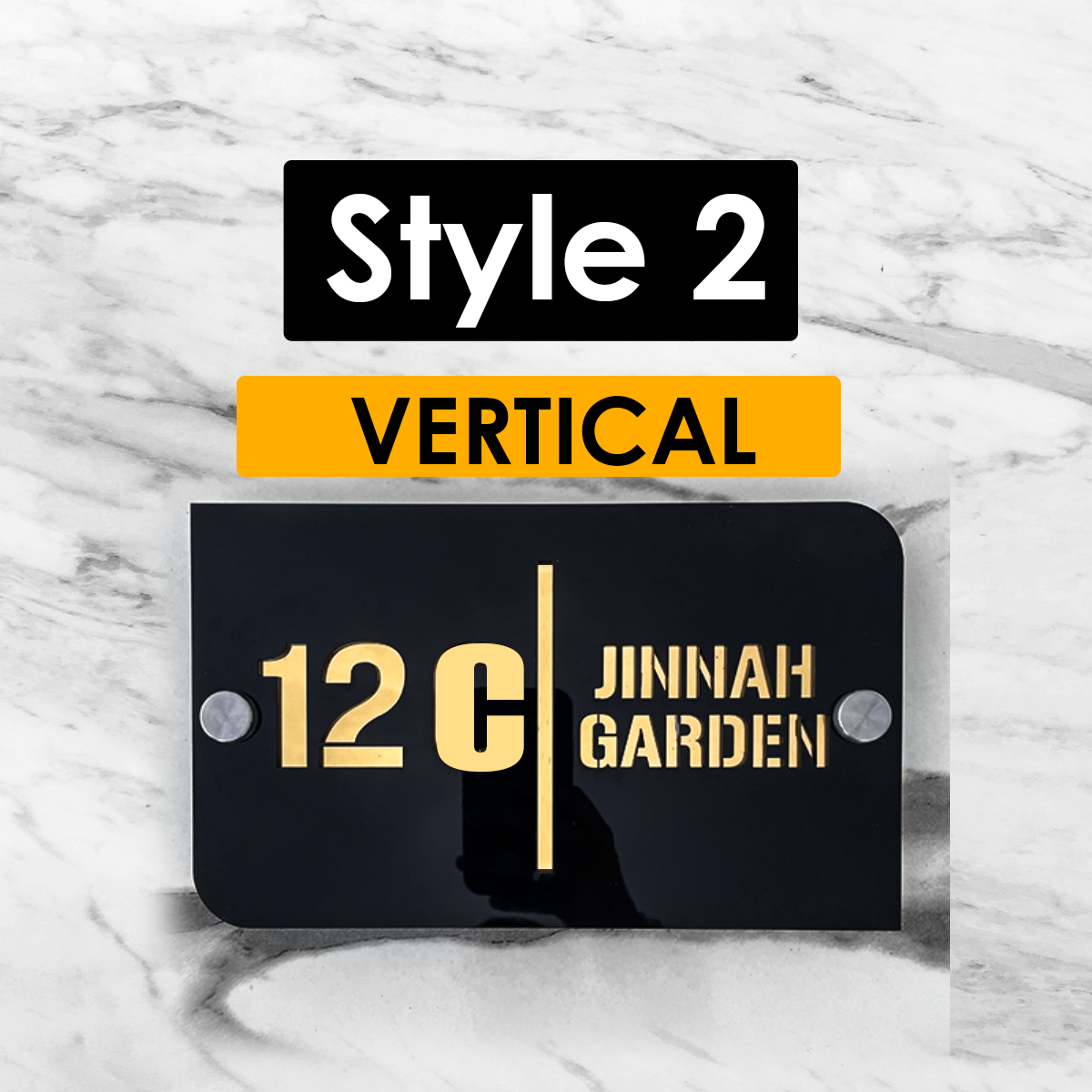 Customize Outdoor House Numbers Plate  ( Black with Golden )