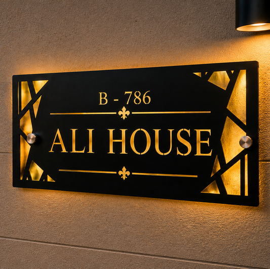 Modern Geometric Outdoor House Number Plate