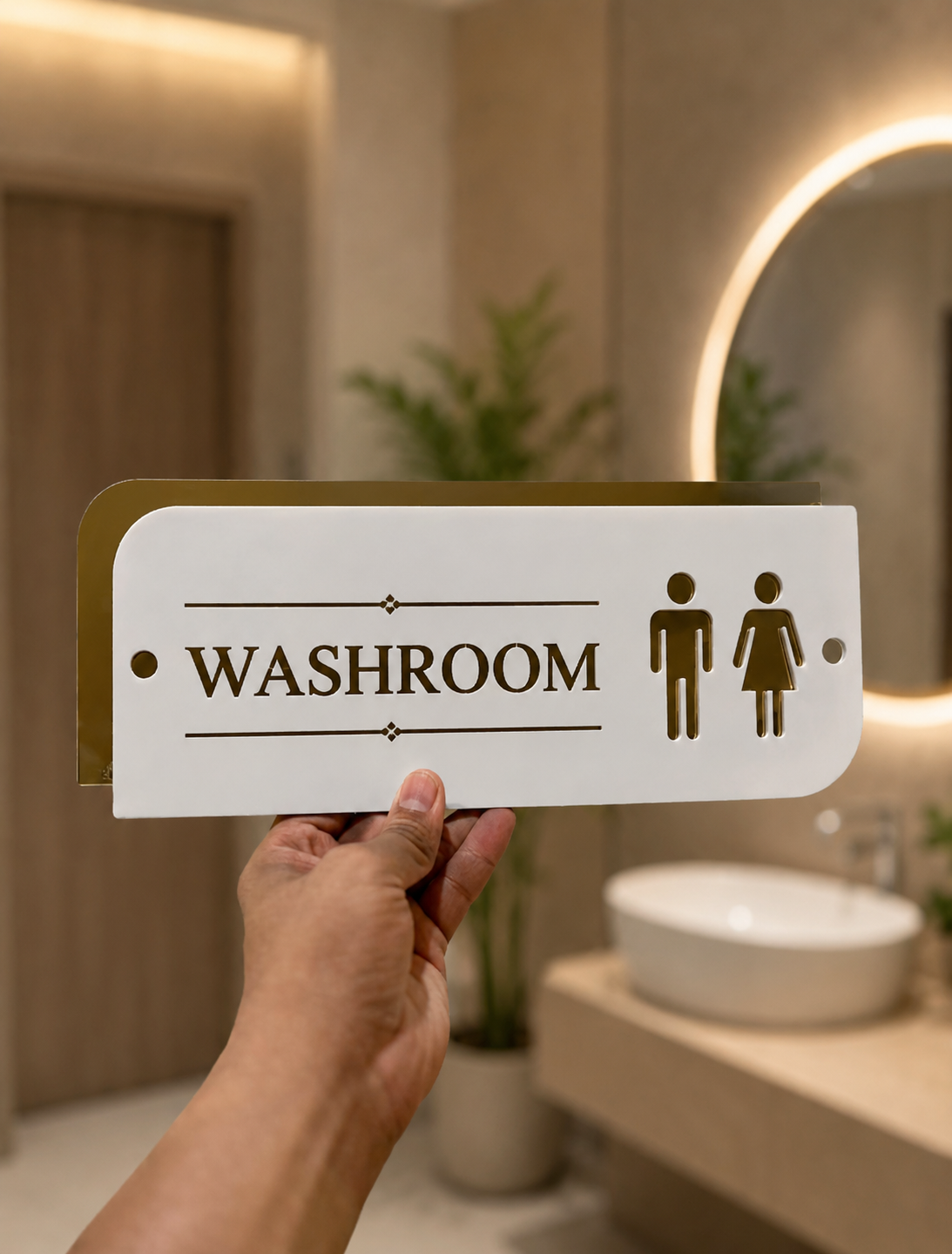 Acrylic Nameplate – White & Golden Finish | Perfect for Home & Office